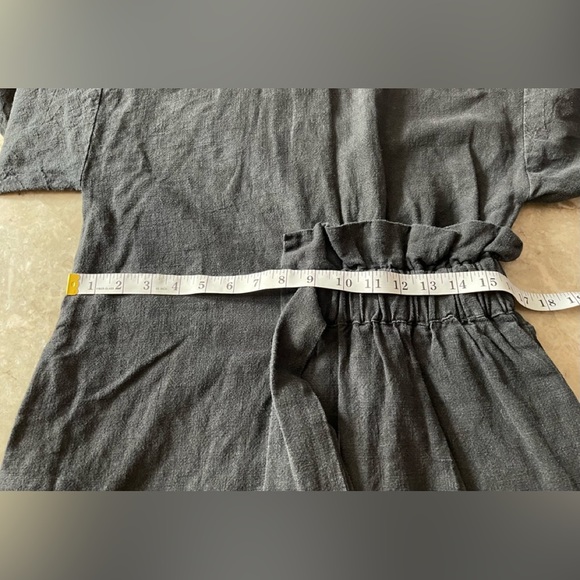 Msgm black short sleeve linen/cotton blend tie waist mini dress 36 - Picture 9 of 11